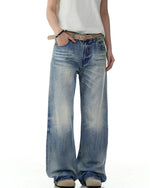 Washed distressed gradient trousers