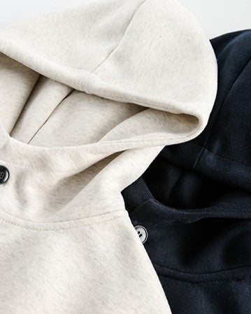 Button-down hooded sweatshirt