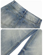 Distressed straight-leg casual trousers