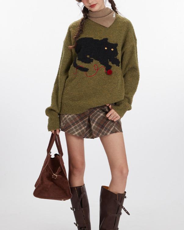 Cute cat casual sweater