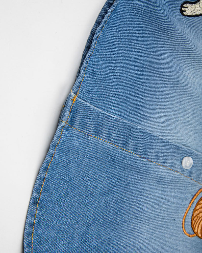 復古刺綉短袖襯衫