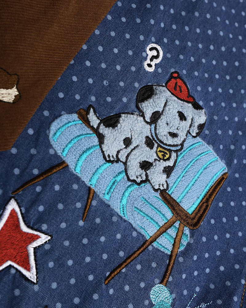 Cartoon Embroidered Short-Sleeve Shirt