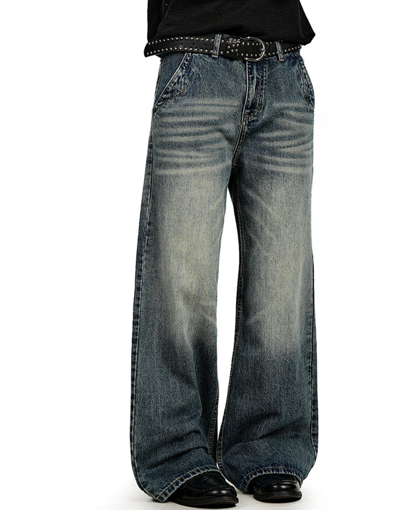 디스트레스드 스트레이트 레그 팬츠