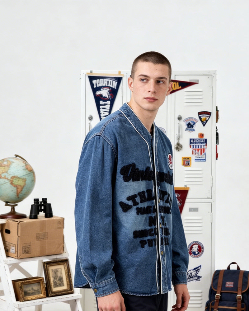 Washed letter jacket