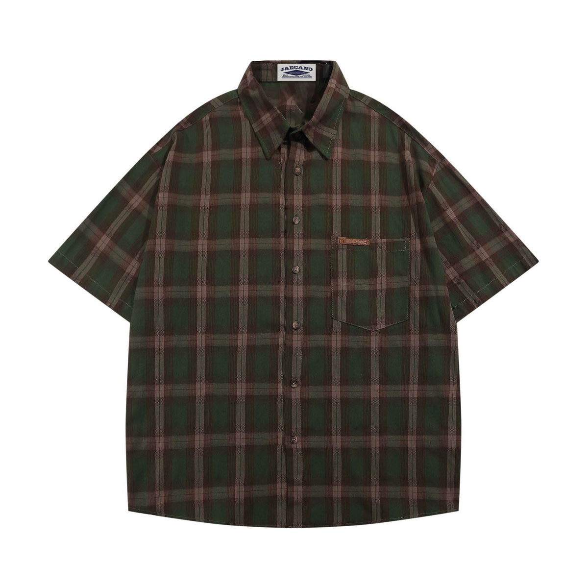 American retro plaid short-sleeved shirt 