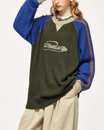 復古撞色拼接毛衣