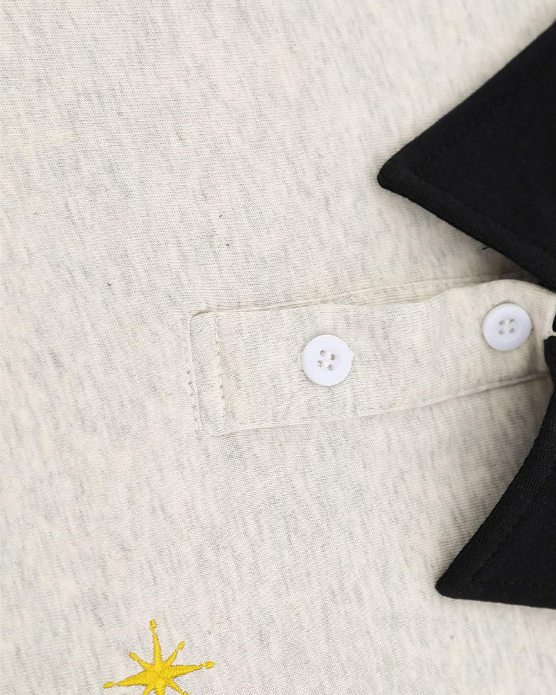 Retro polo collar short sleeves