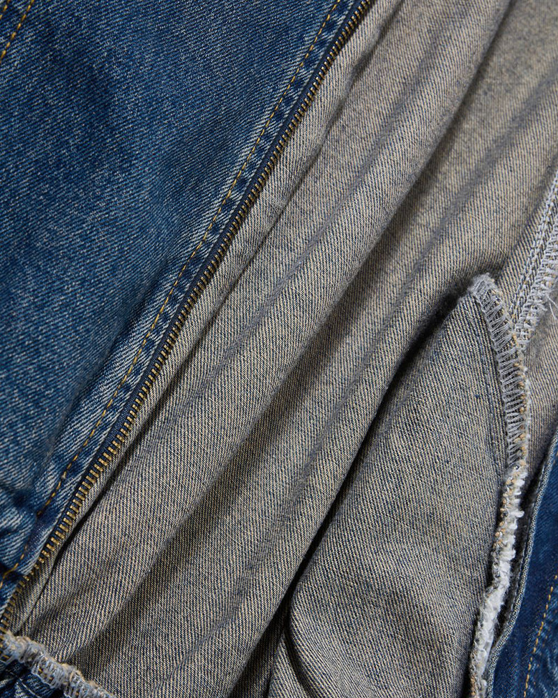 Washed stand-up collar denim jacket