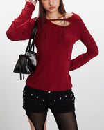 Openwork casual long-sleeved top (long sleeves)
