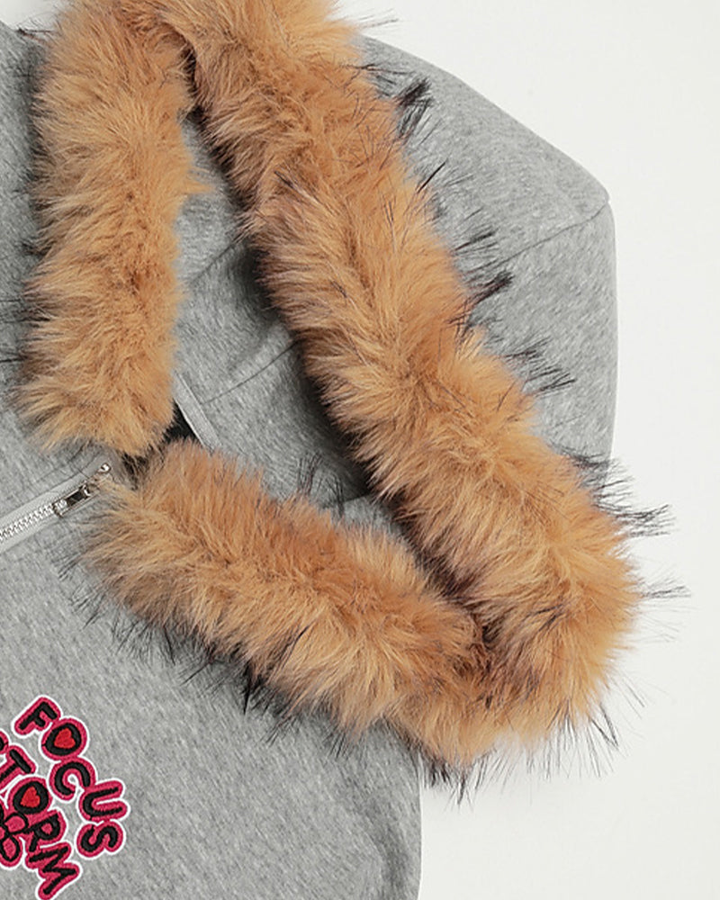 Vintage zipper embroidered jacket