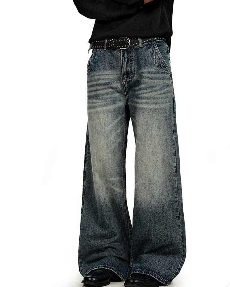 디스트레스드 스트레이트 레그 팬츠