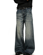 디스트레스드 스트레이트 레그 팬츠