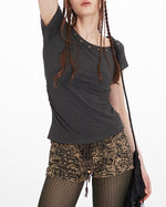 Off-shoulder slim short sleeves