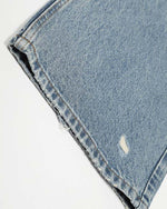 Distressed washed straight jeans