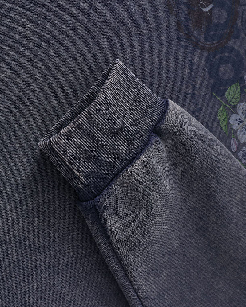 Retro distressed casual sweatshirt