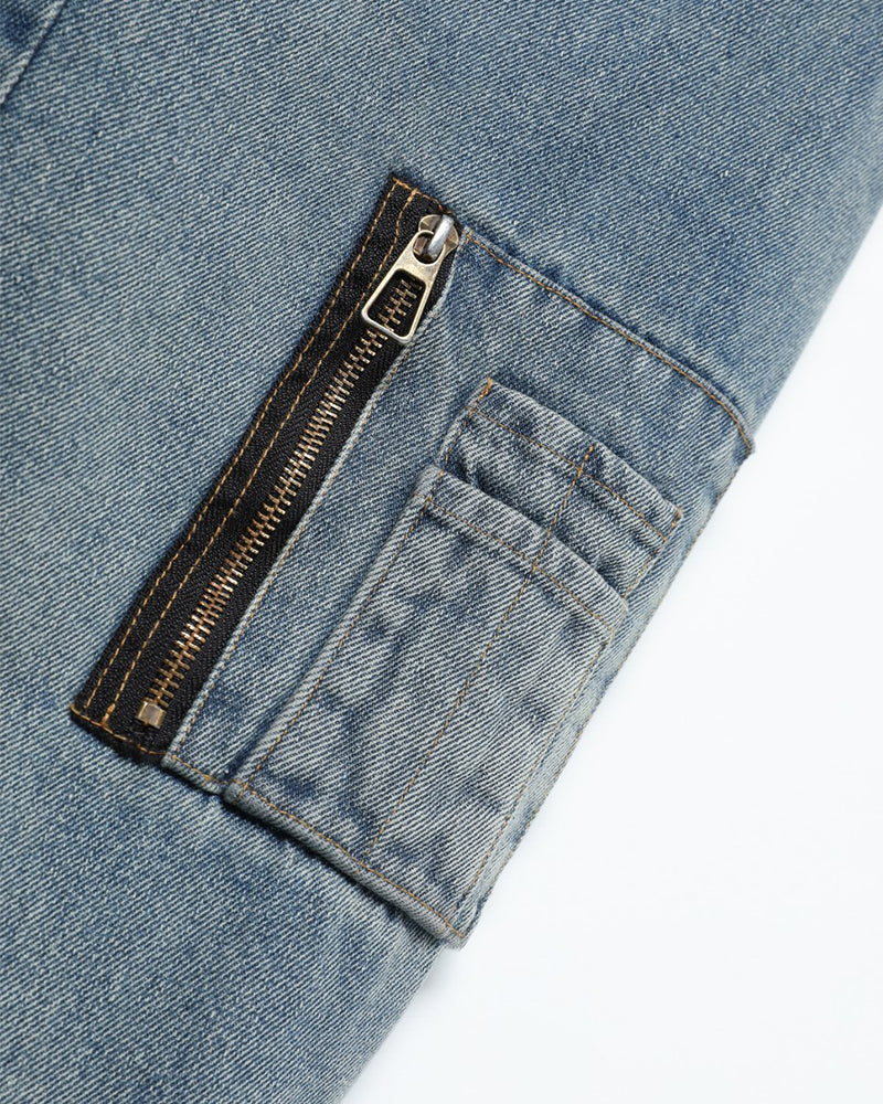 Patchwork cotton-padded denim jacket