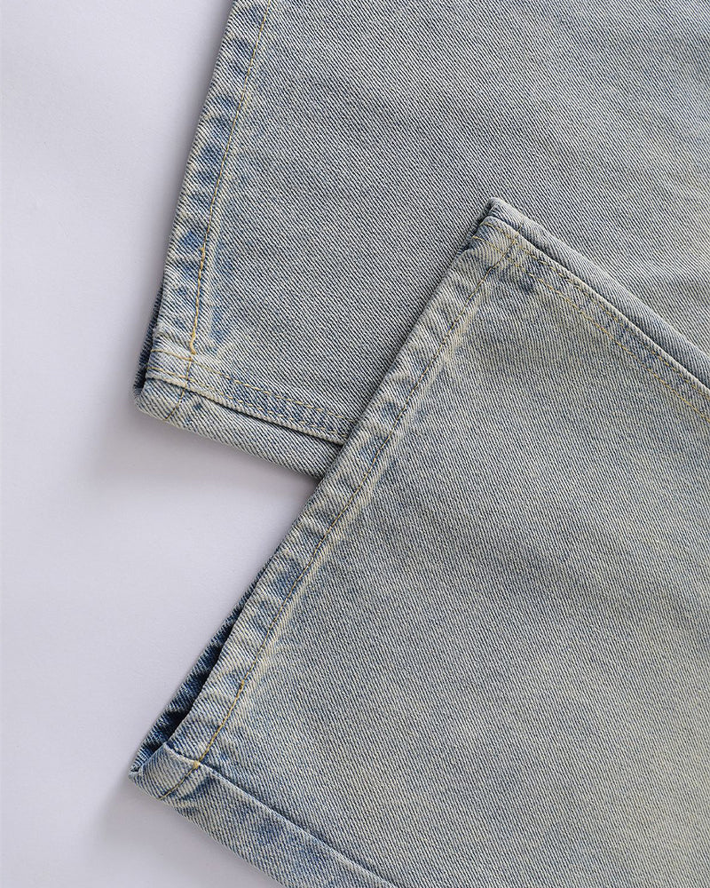 Washed straight jeans