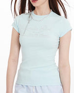 Slim-fit versatile printed short sleeves