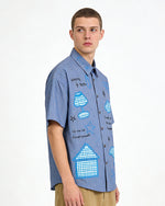 復古刺綉短袖襯衫