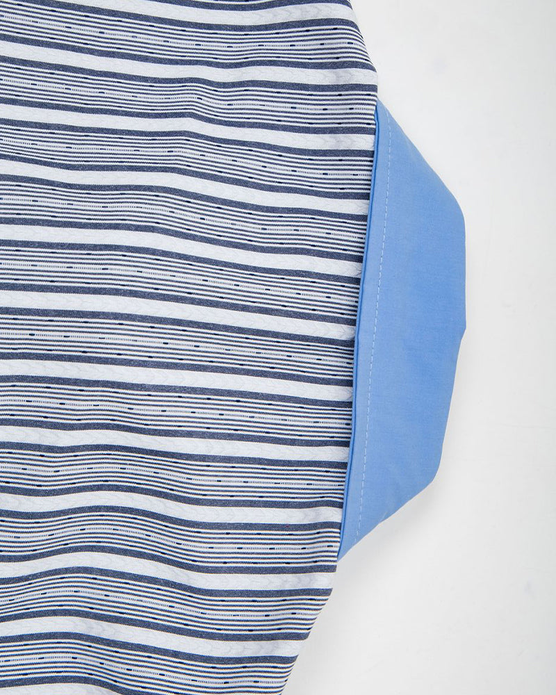 撞色條紋短袖襯衫