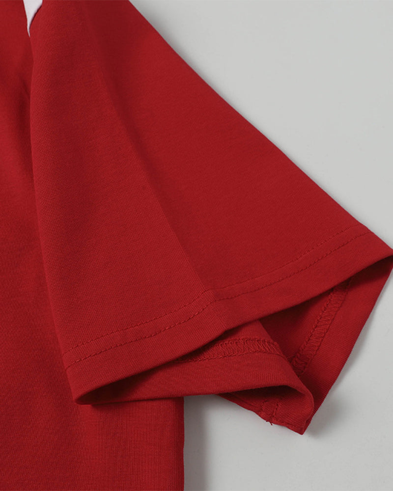 Retro patchwork casual short sleeves