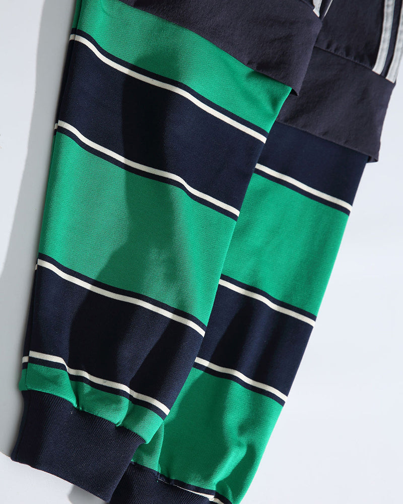 Color-blocked faux two-piece long-sleeved sports top