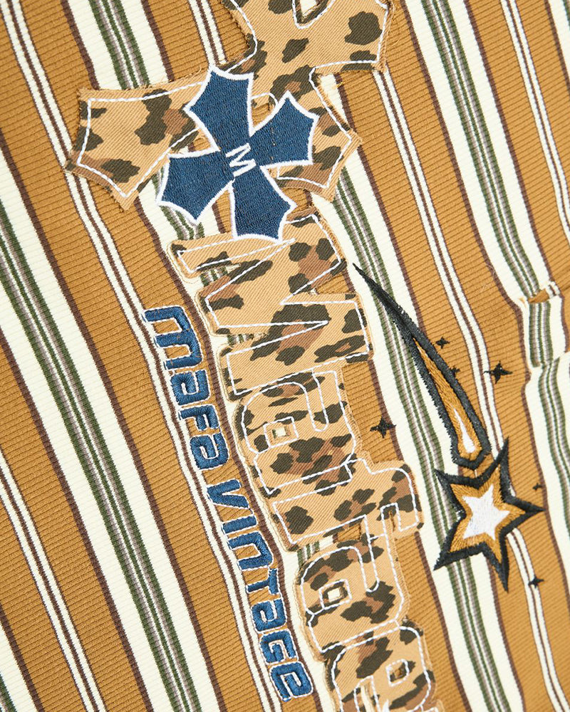 復古撞色條紋短袖