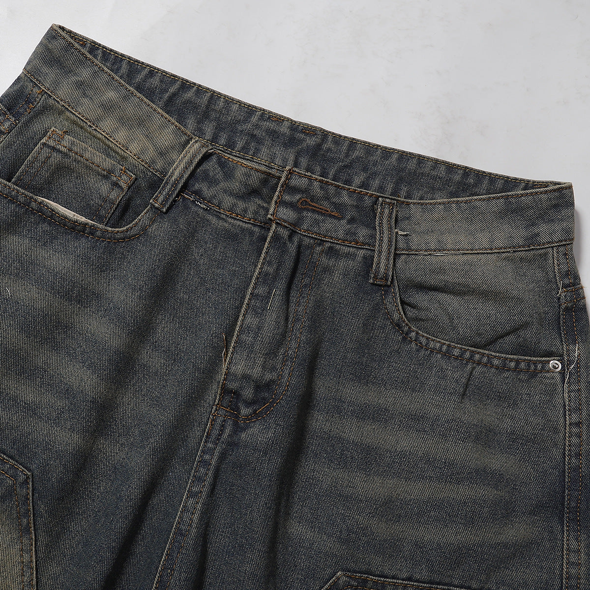 Vintage washed denim shorts