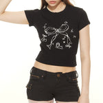 Retro foam print hot girl short sleeves (women's) 