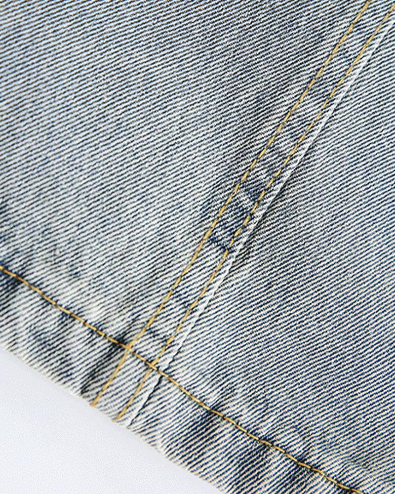 拼接撞色寬鬆牛仔褲