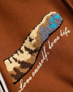 Embroidered patchwork baseball jacket