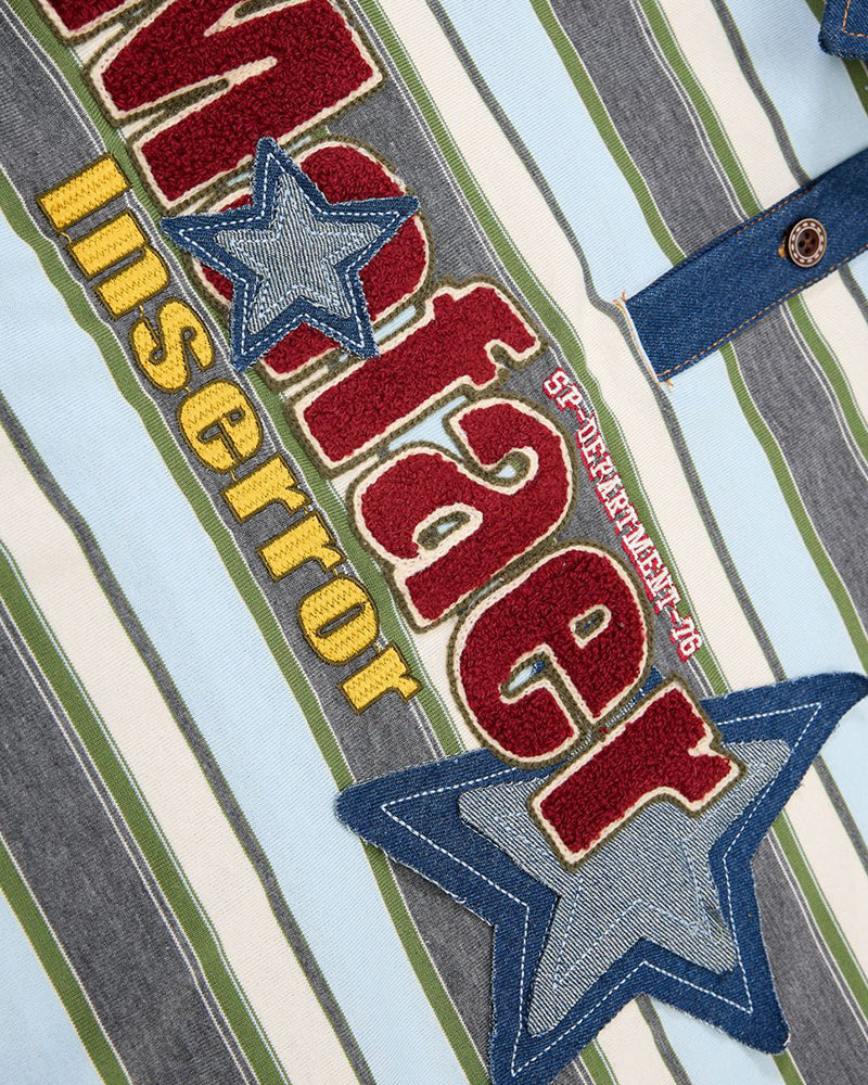 刺綉拼接休閑短袖