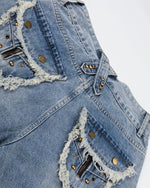 Studded distressed capri pants