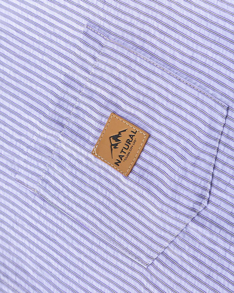 Vertical striped long-sleeved shirt