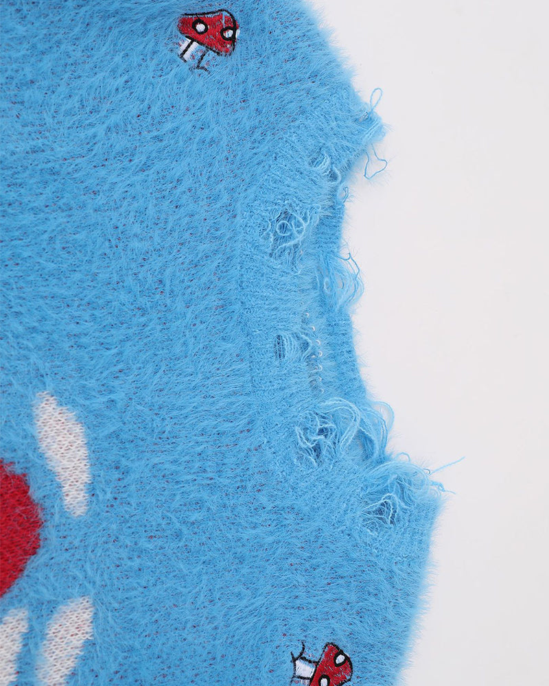 Retro red little house knitwear