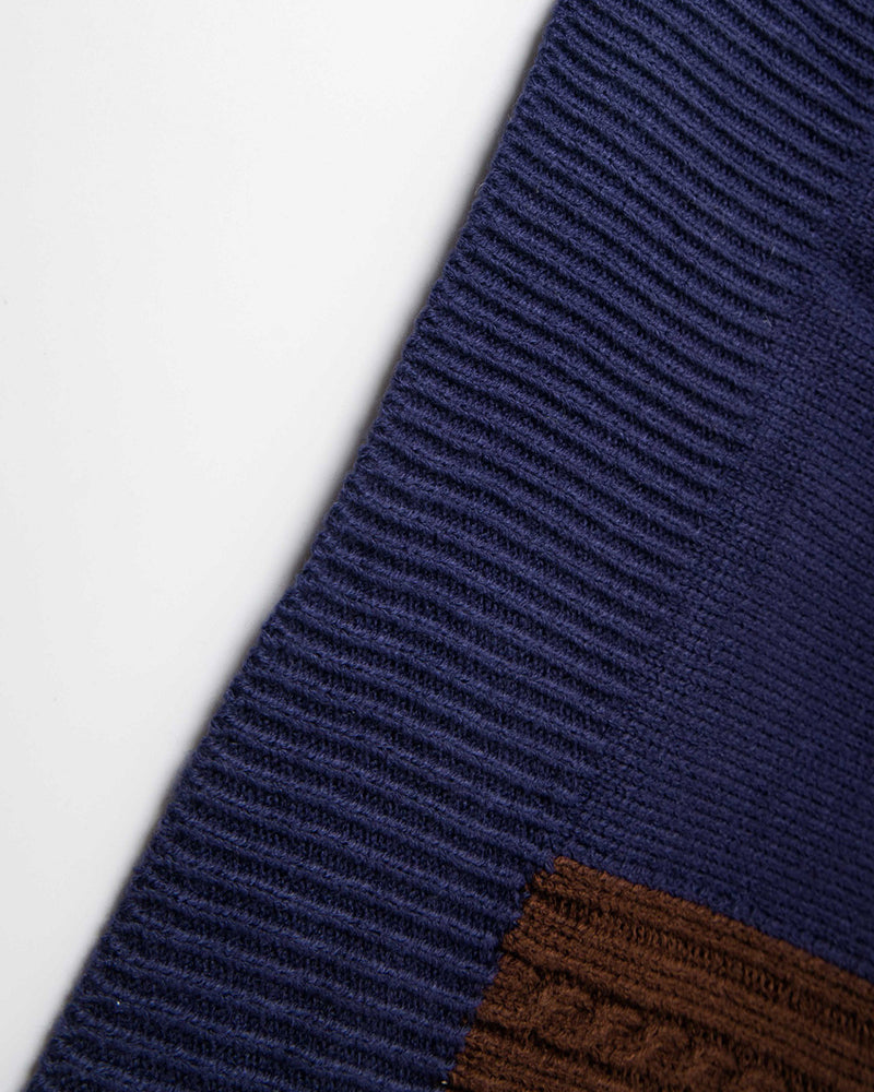 컬러블록 꽃 자수 스웨터