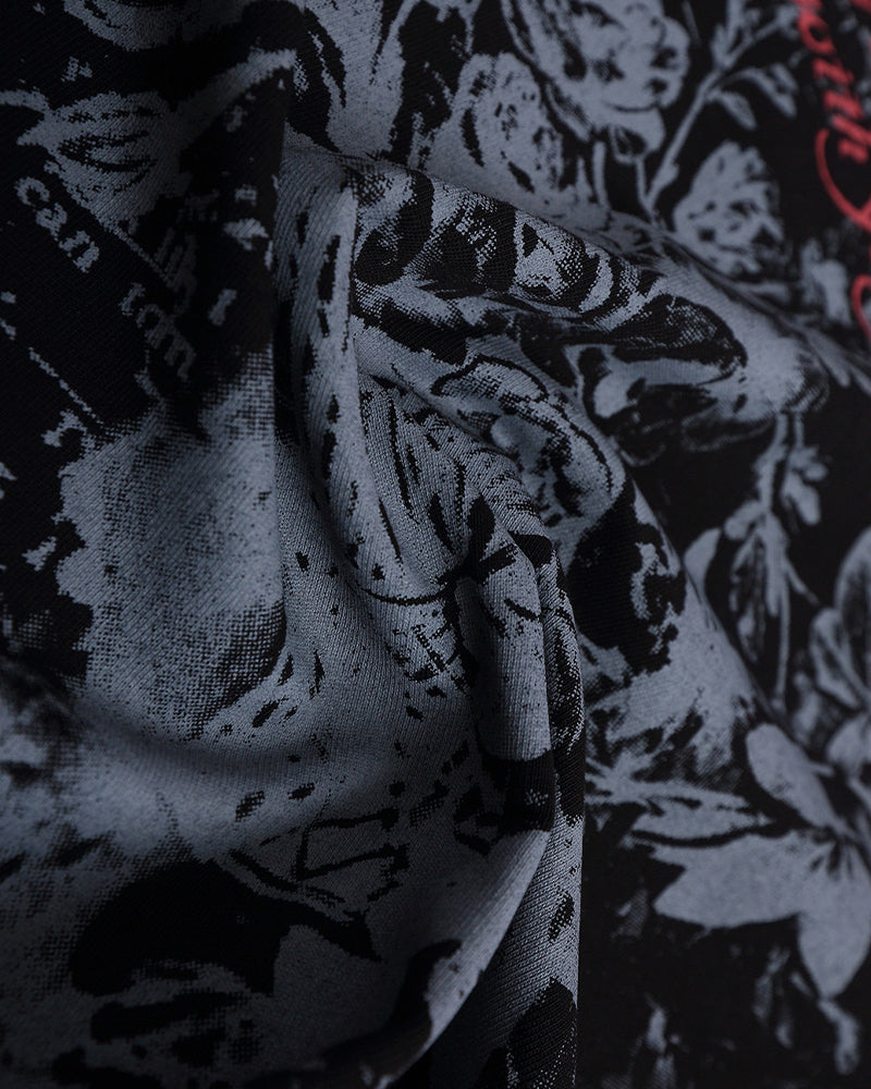Contrast color floral short sleeves