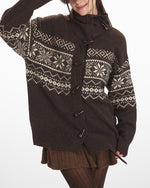 Horn button loose knitted jacket