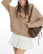 修身連帽針織衫外套（女款）