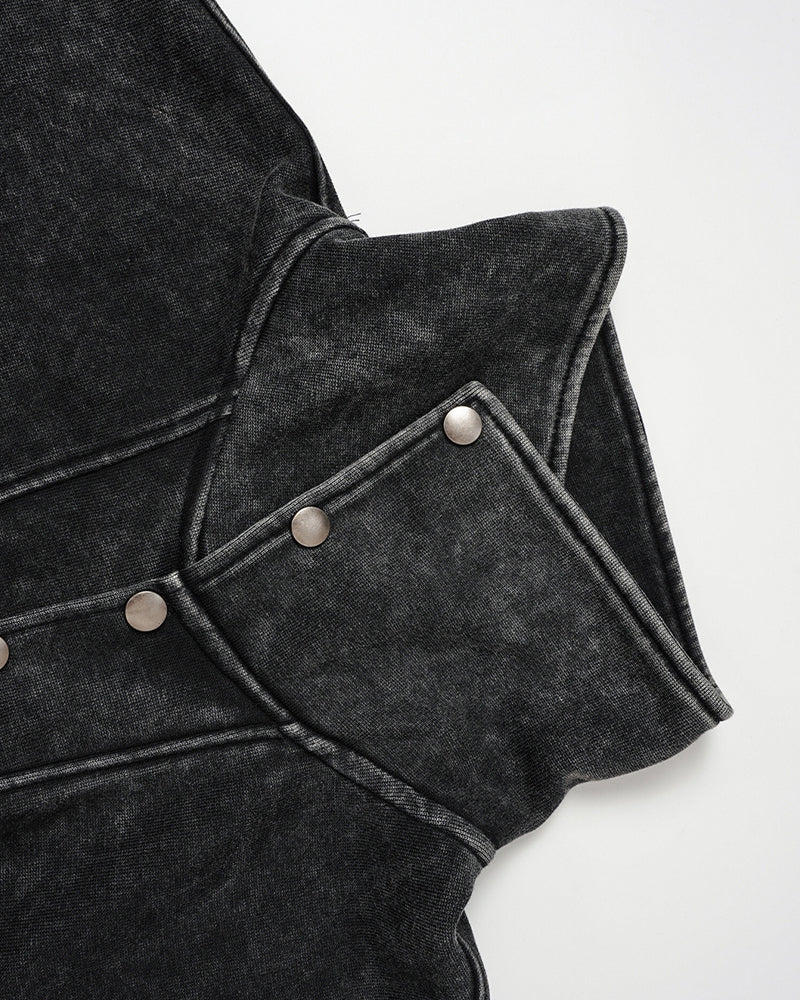 Distressed collar sweatshirt