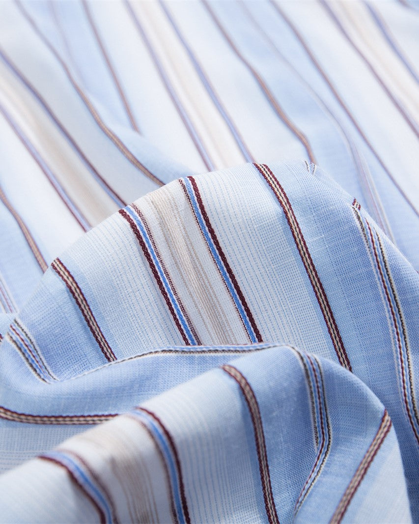 Vertical striped short-sleeved shirt