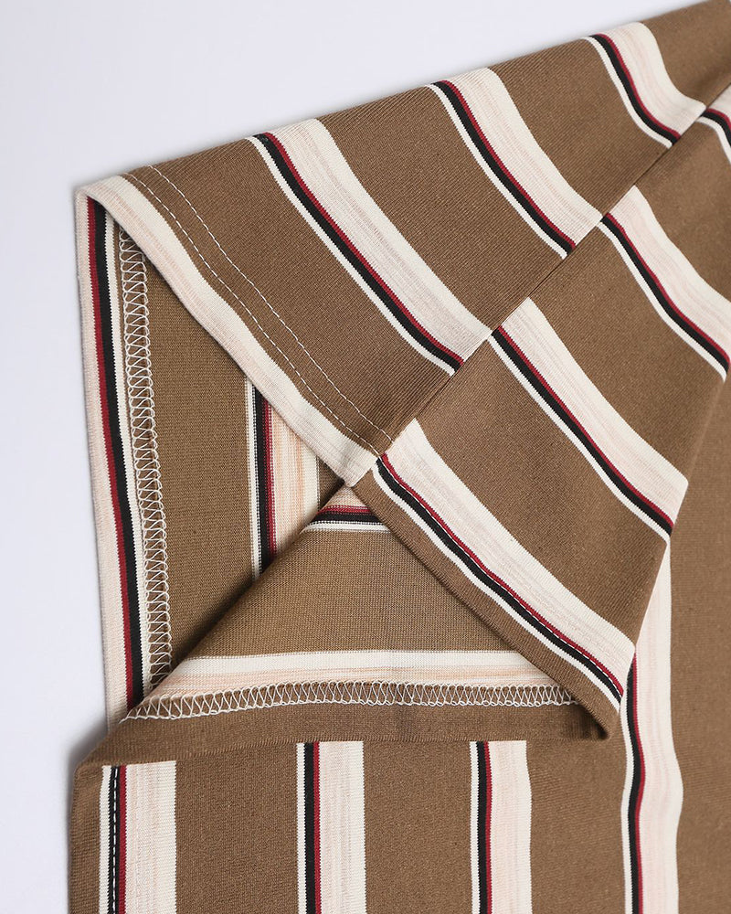 Retro embroidered striped short sleeves