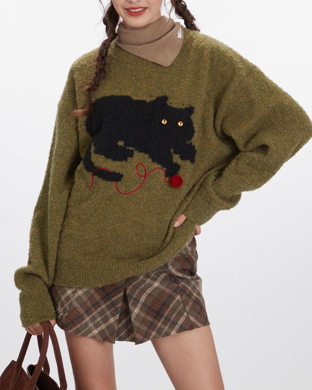 Cute cat casual sweater