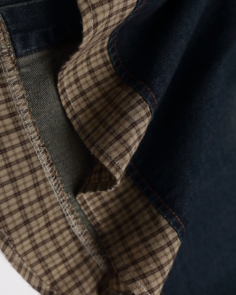 Spliced ​​fake two-piece denim shirt
