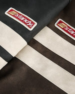 컬러블록 가죽 재킷