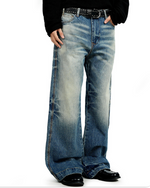 做舊休閑直筒褲