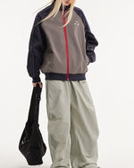 Retro sports style contrast color jacket