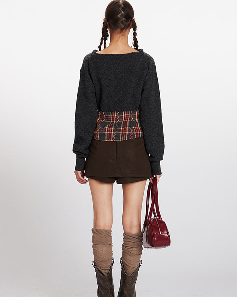 짧은 패치워크 스웨터 (여성용)