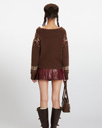 Off-the-shoulder bear sweater (women's)