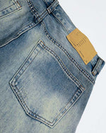 Distressed straight-leg trousers